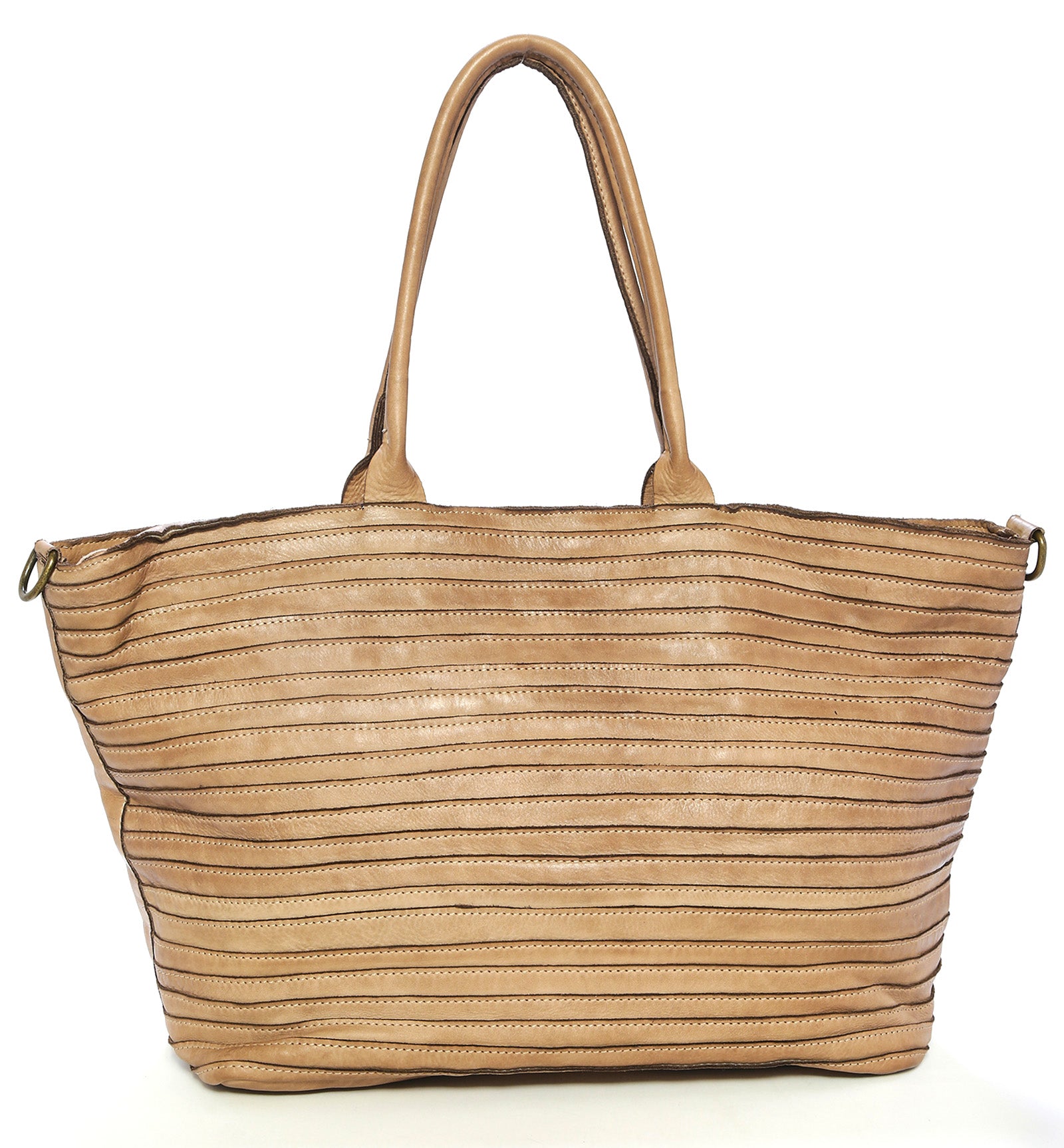 Three Tone Straw Braided Tote Bag Taupe